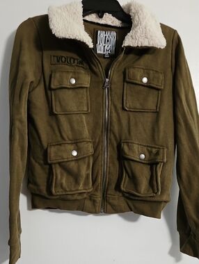 Volcom Olive Green Sherpa-Lined Field Jacket